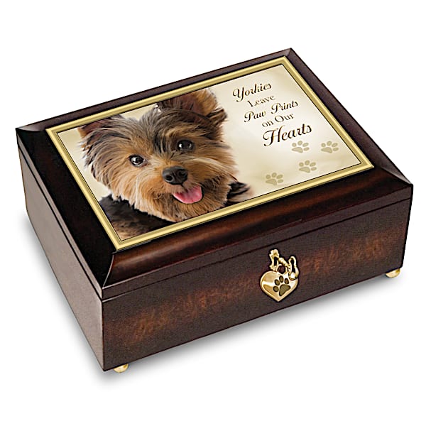The Bradford Exchange Yorkies Leave Paw Prints On Our Hearts Music Box