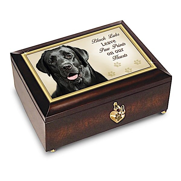 The Bradford Exchange Black Labs Leave Paw Prints On Our Hearts Music Box