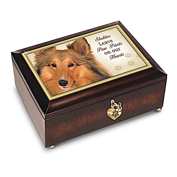 The Bradford Exchange Shelties Leave Paw Prints On Our Hearts Music Box