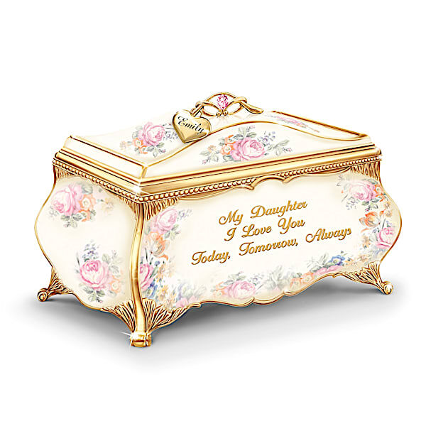 The Bradford Exchange My Daughter, I Love You Personalized Heirloom Rose Music Box