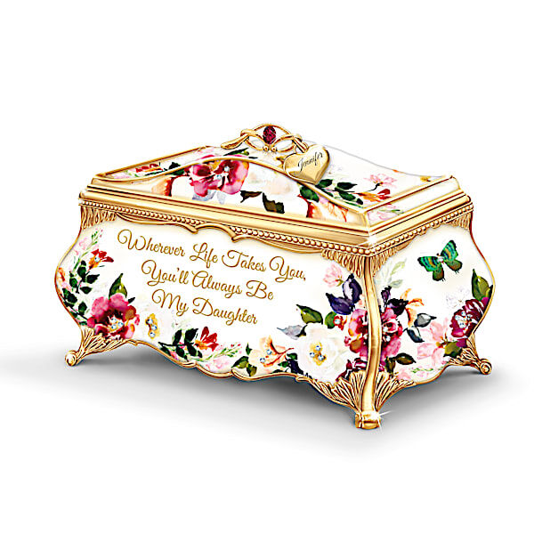 The Bradford Exchange Porcelain Music Box For Daughters With Name-Engraved Charm