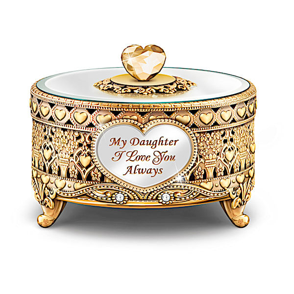 The Bradford Exchange A Daughter Is A Treasure Forever Pierced Metal Music Box