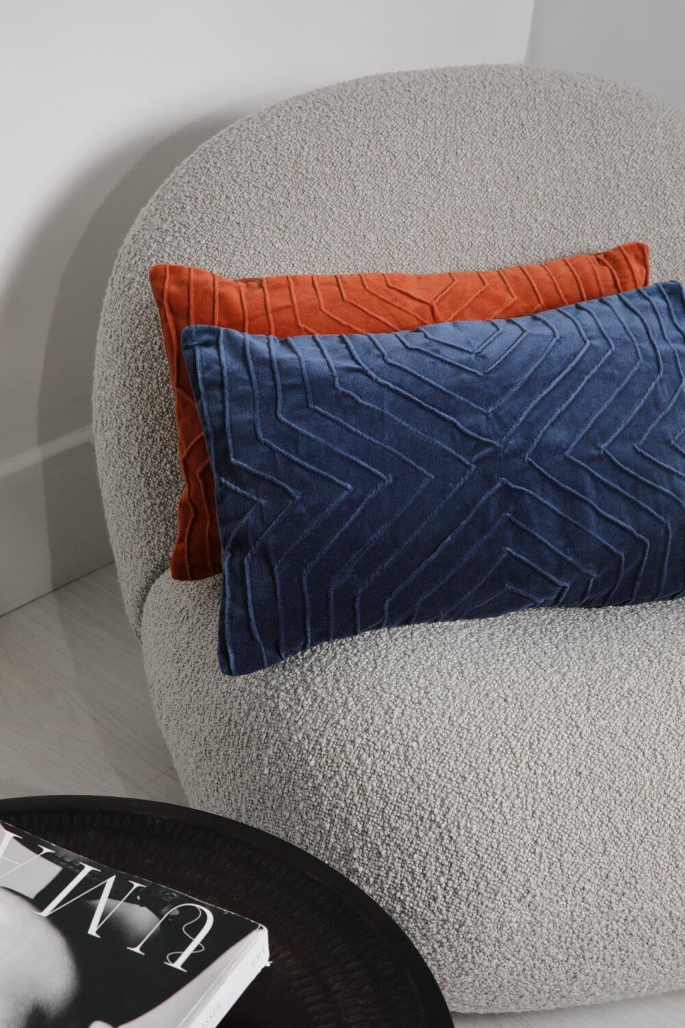 Boohoo Velvet Scatter Cushion- Blue  - Size: ONE SIZE
