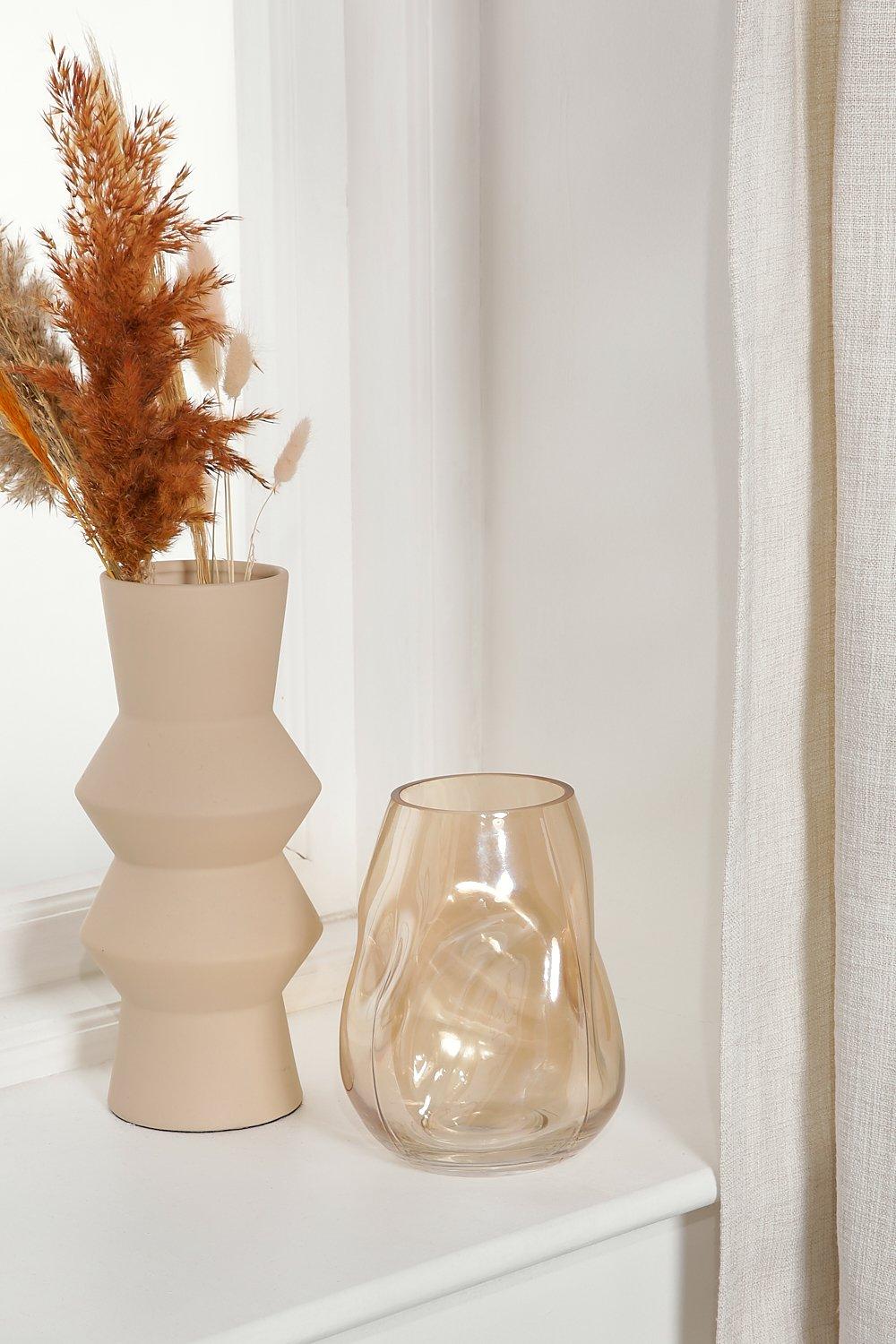 Boohoo Abstract Light Brown Glass Vase  - Size: ONE SIZE