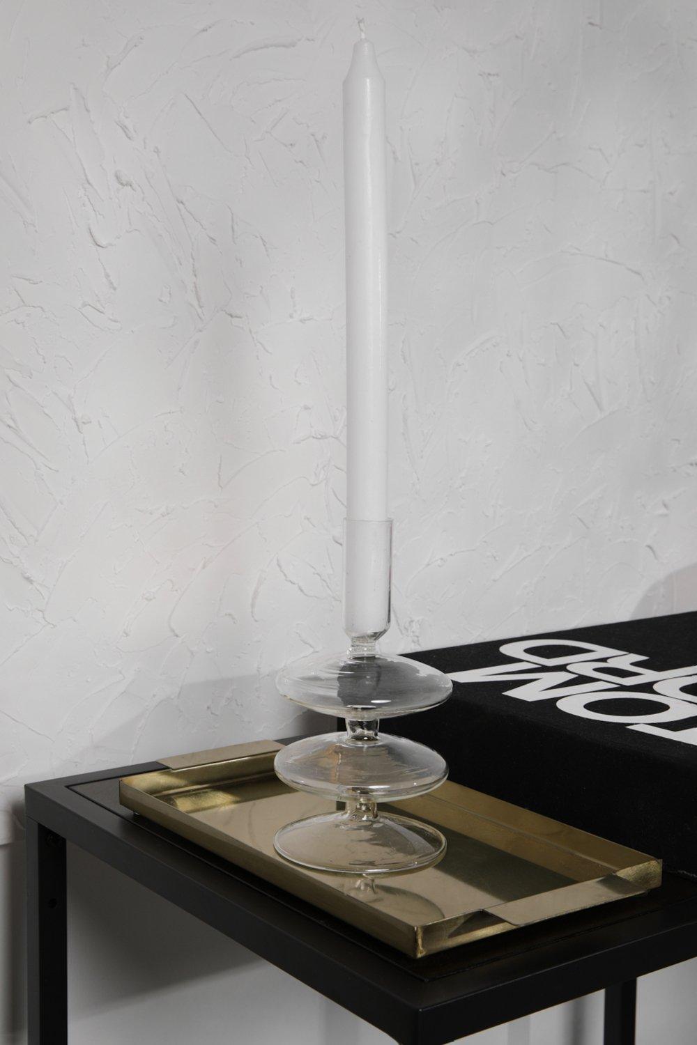 Boohoo Abstract Bubble Glass Short Candle Holder- White  - Size: ONE SIZE