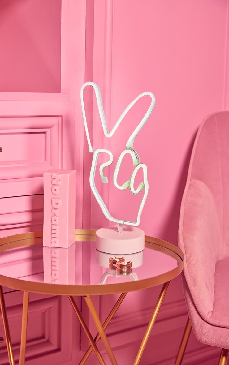 PrettyLittleThing Peace Neon Light  - White - Size: One Size