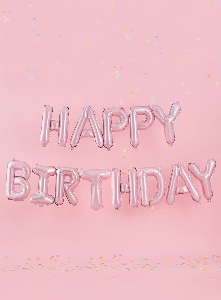 PrettyLittleThing Ginger Ray Happy Birthday Letter Balloons Pink  - Pink - Size: One Size