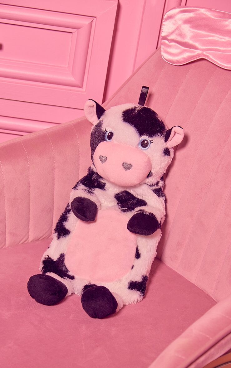 PrettyLittleThing Cow Hot Water Bottle  - Black - Size: One Size