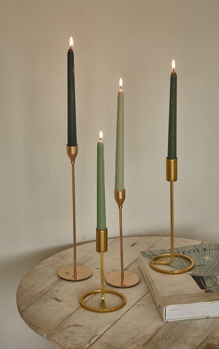 PrettyLittleThing Green Set Of 4 Tonal Candlesticks  - Green - Size: One Size