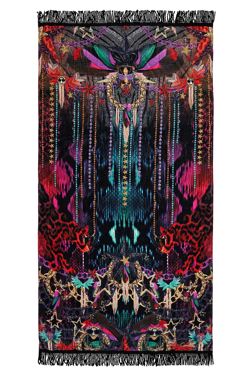 Camilla eBoutique Rectangle Towel with Fringe Rocket Woman, O/S  - Size: O/S
