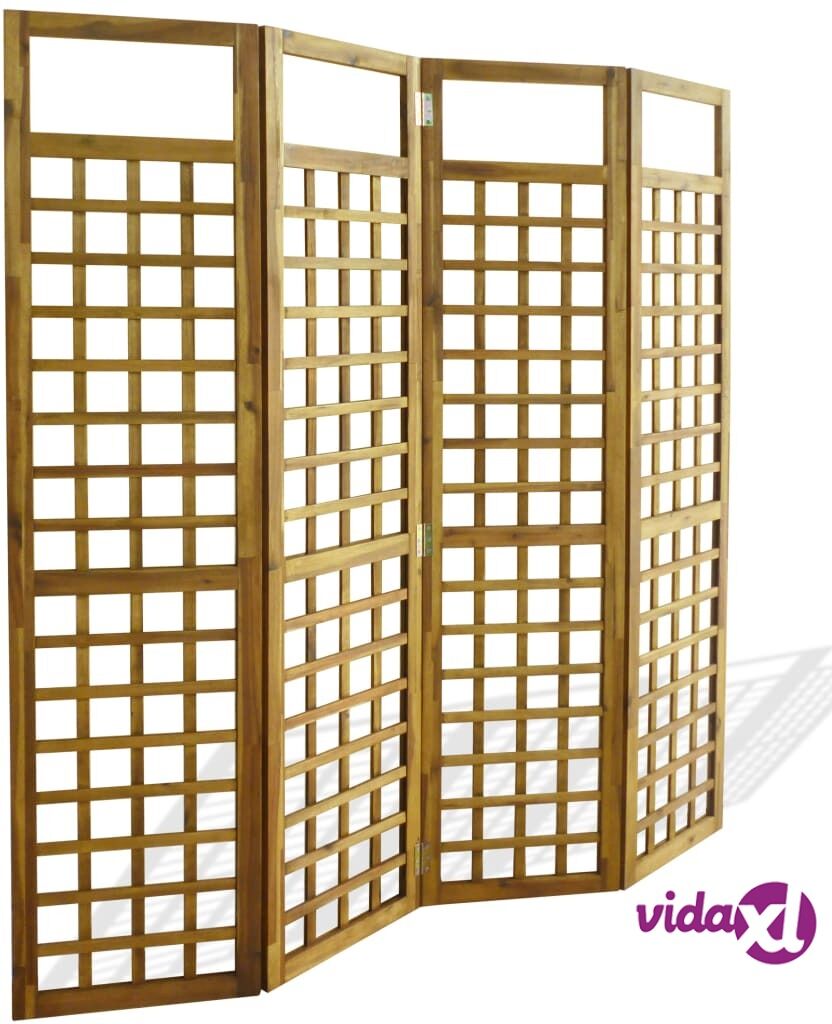 vidaXL 4-Panel Room Divider / Trellis Solid Acacia Wood 160x170 cm