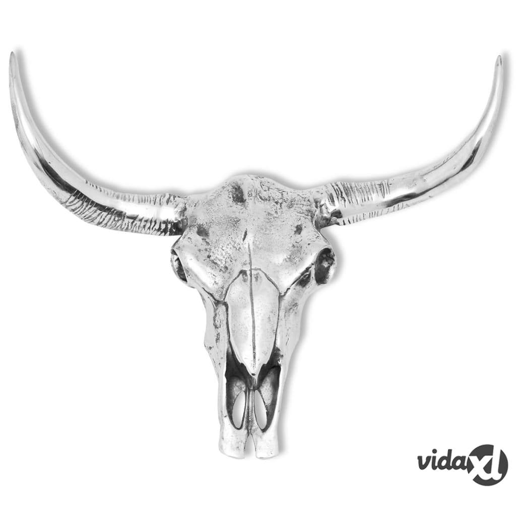 vidaXL Skull Head Decoration Wall-Mounted Aluminium Silver