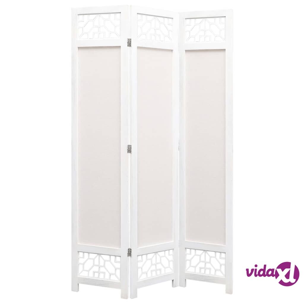 vidaXL 3-Panel Room Divider Cream 105x165 cm Fabric