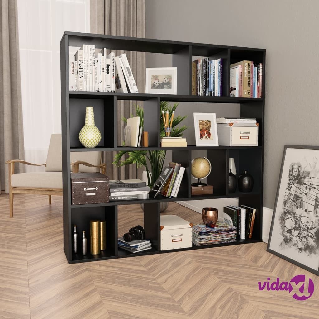 vidaXL Room Divider/Book Cabinet Black 110x24x110 cm Chipboard