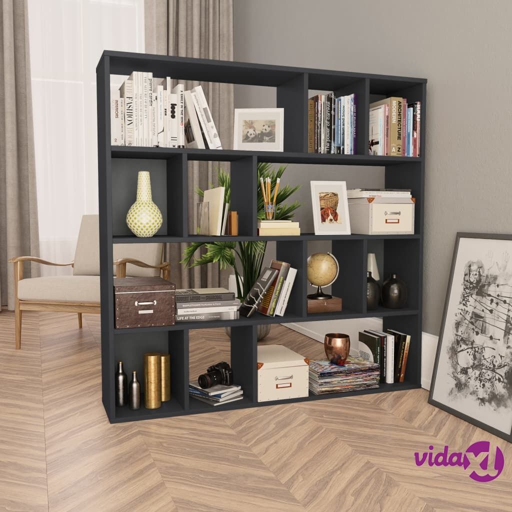 vidaXL Room Divider/Book Cabinet High Gloss Black 110x24x110 cm Chipboard