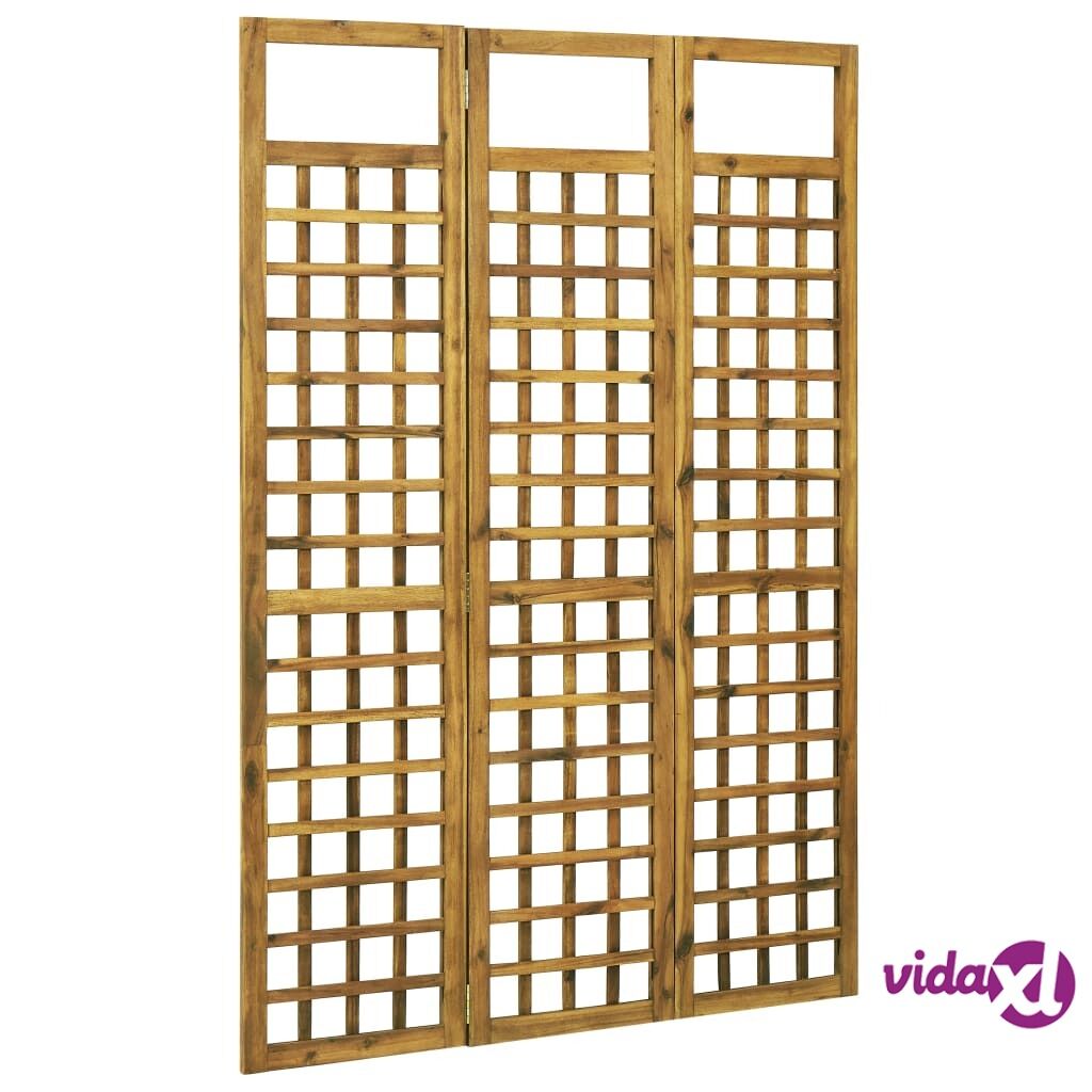 vidaXL 3-Panel Room Divider/Trellis Solid Acacia Wood 120x170 cm
