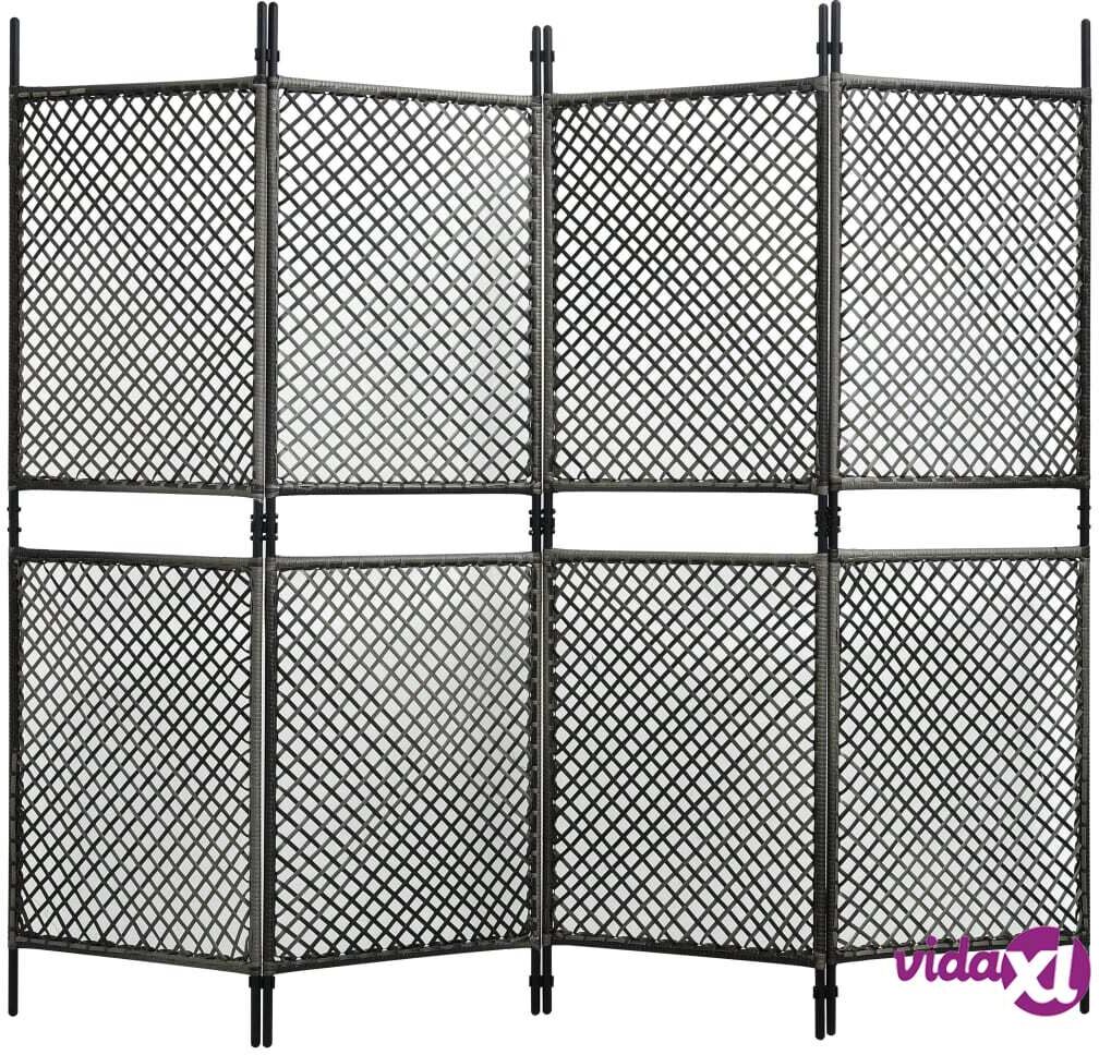 vidaXL 4-Panel Room Divider Poly Rattan Anthracite 240x200 cm