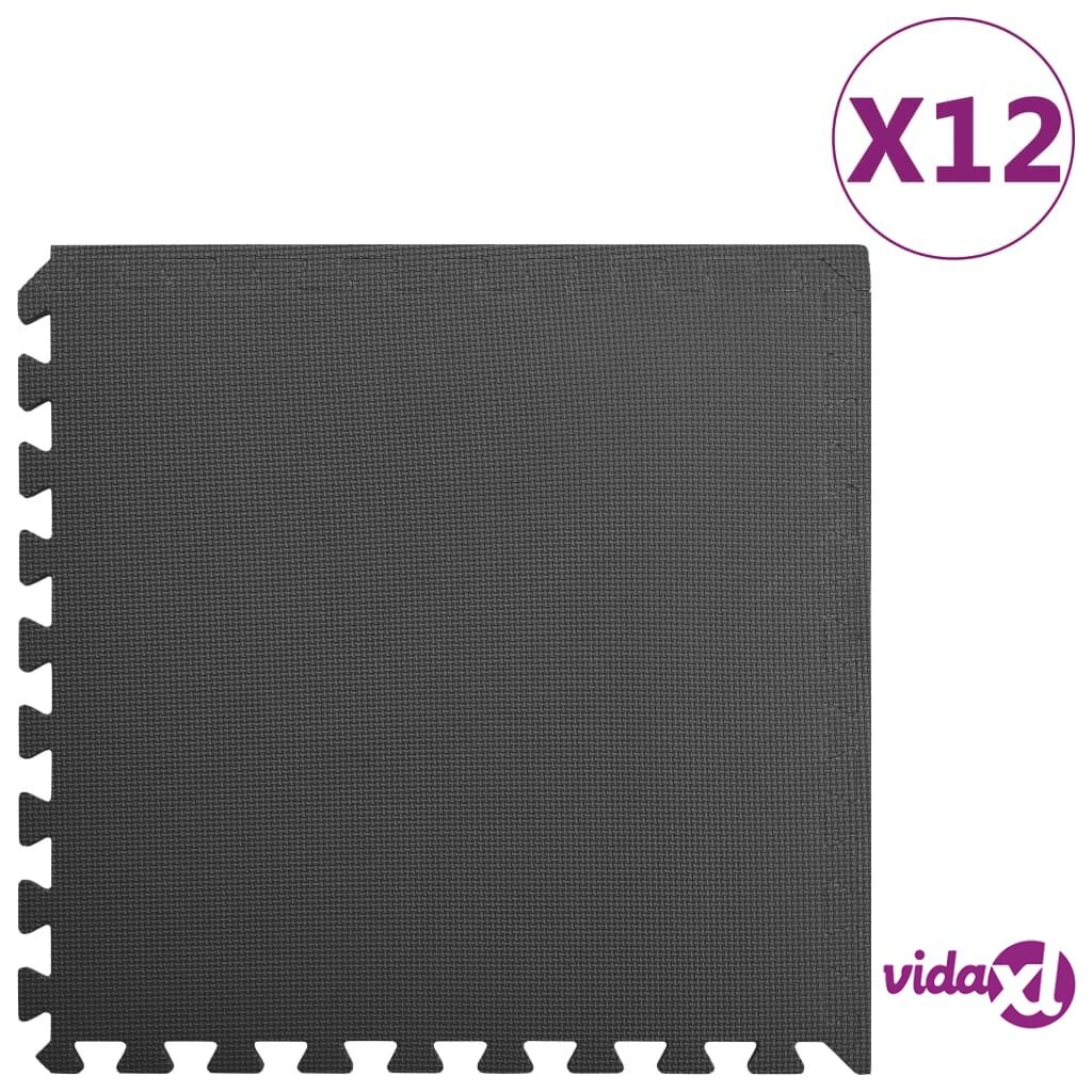 vidaXL Floor Mats 12 pcs 4.32 ㎡ EVA Foam Black