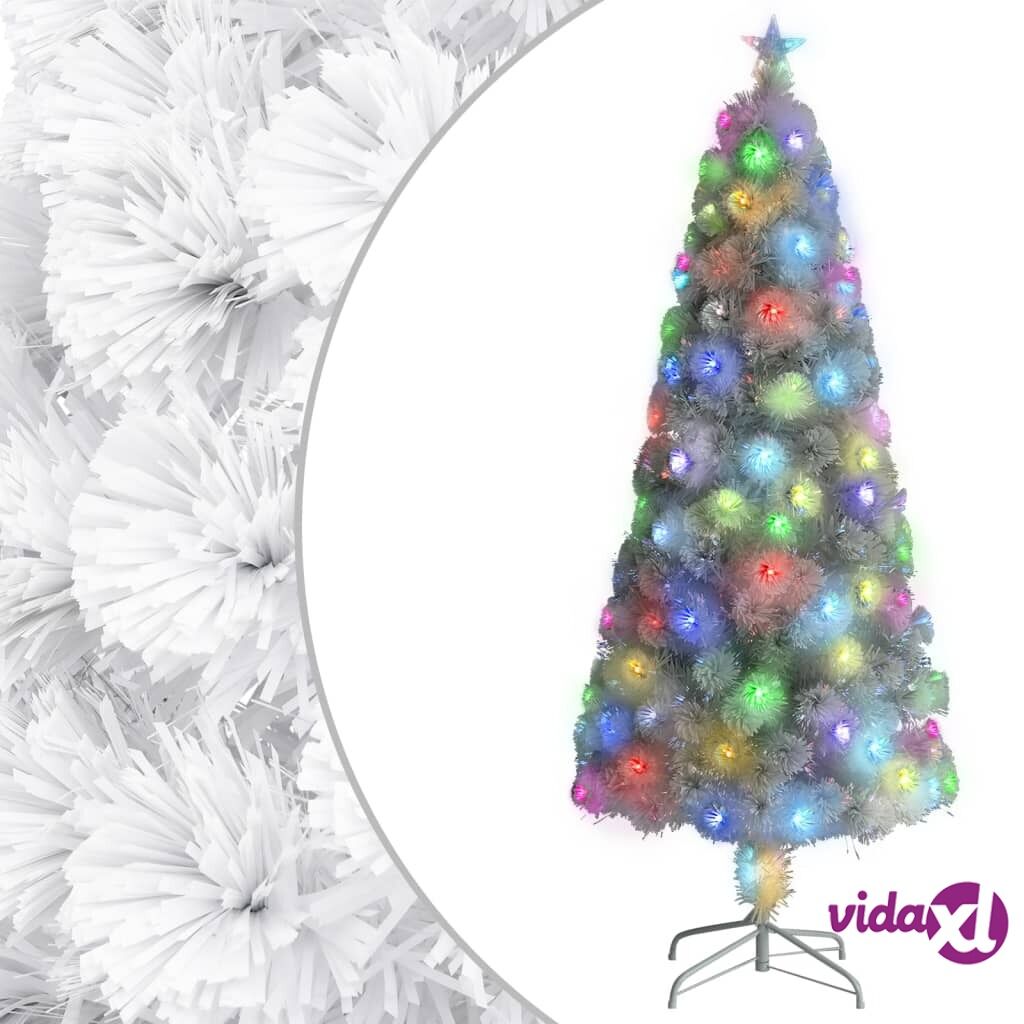 vidaXL Artificial Christmas Tree with LED White 180 cm Fibre Optic