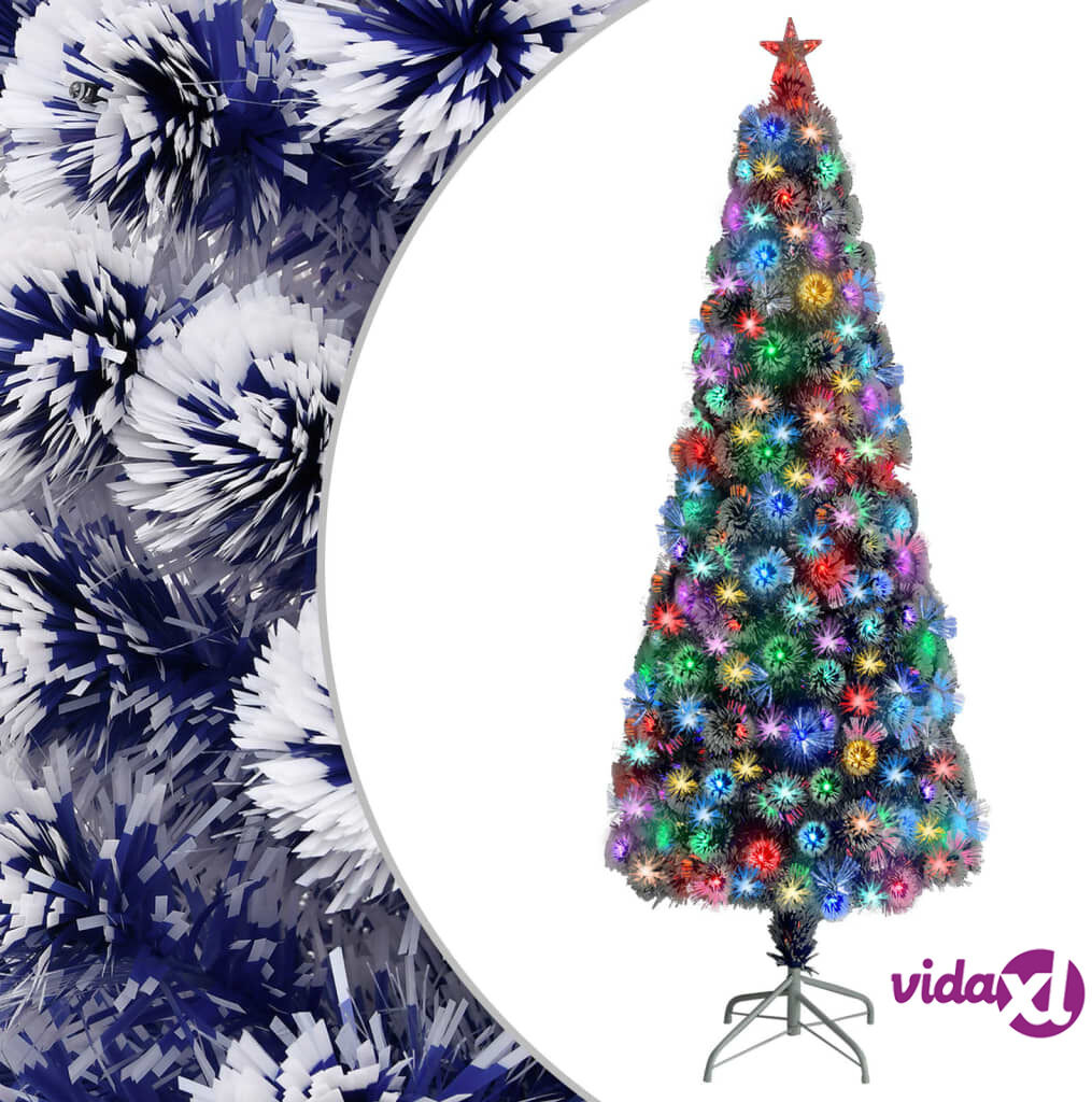 vidaXL Artificial Christmas Tree with LED White&Blue 210 cm Fibre Optic