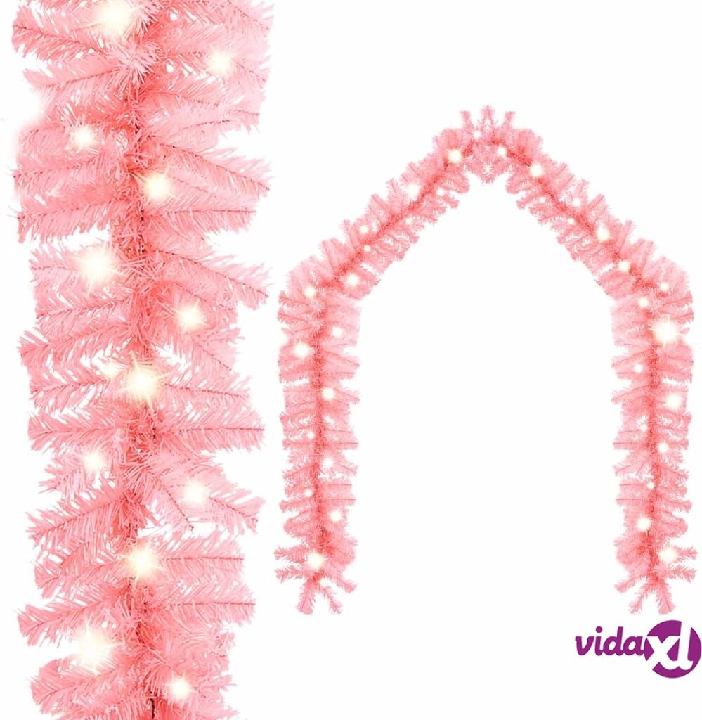 vidaXL Christmas Garland with LED Lights 20 m Pink