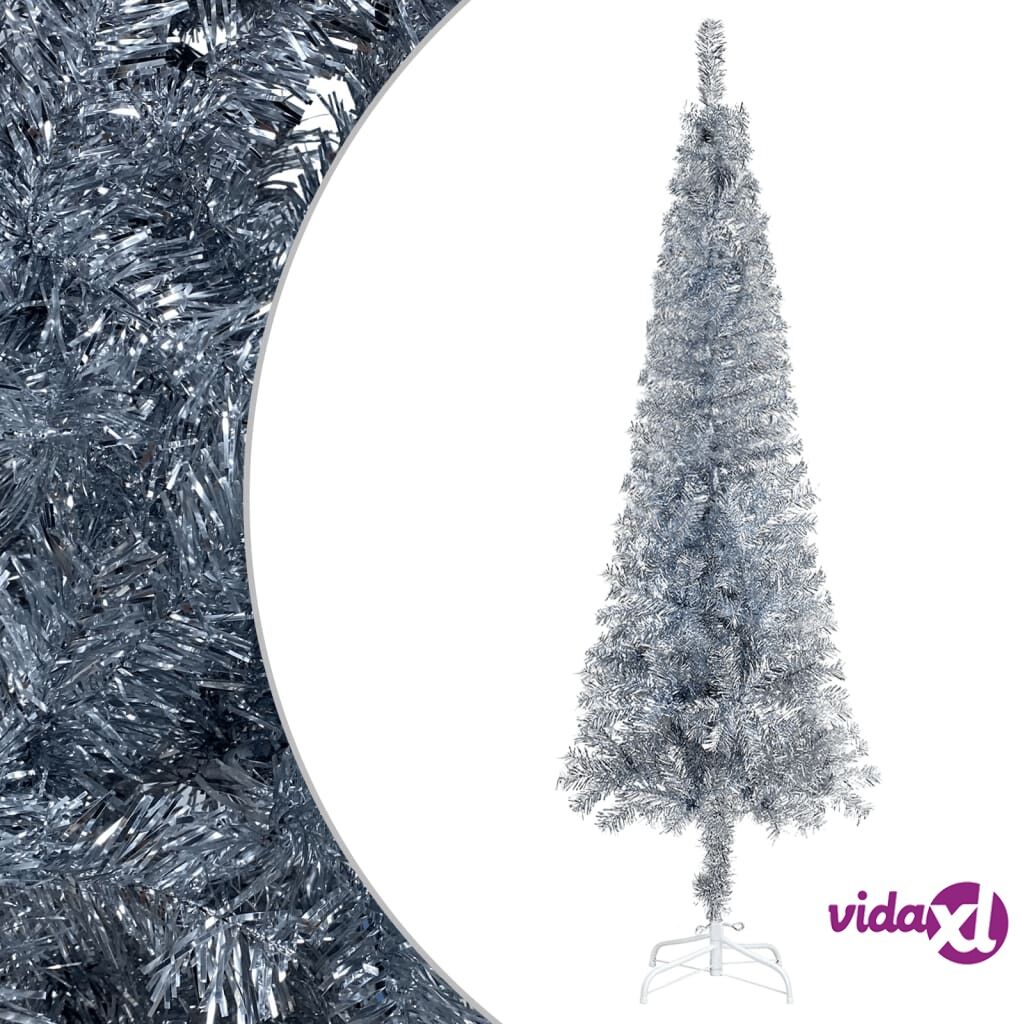 vidaXL Slim Christmas Tree Silver 210 cm