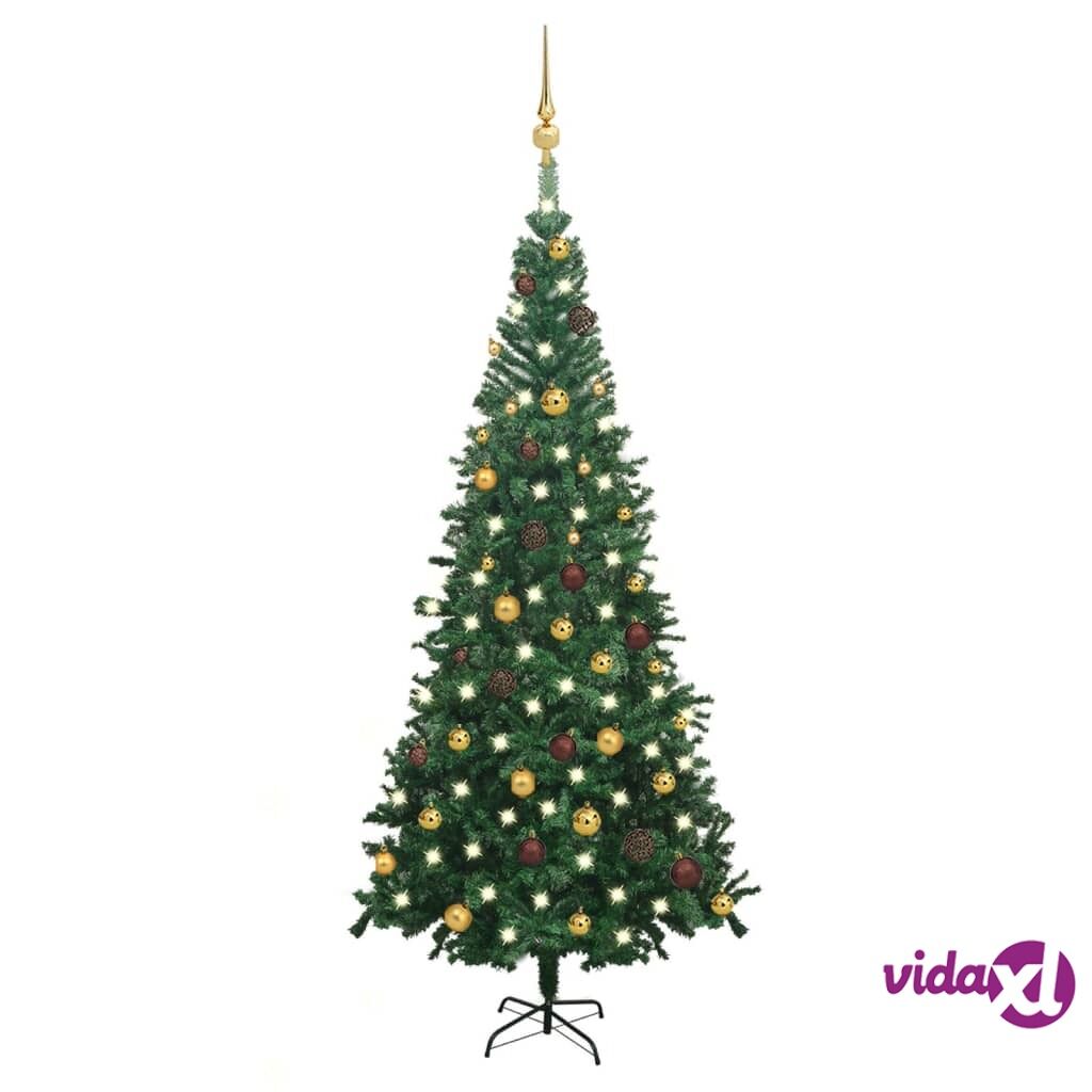 vidaXL Artificial Christmas Tree with LEDs&Ball Set L 240 cm Green