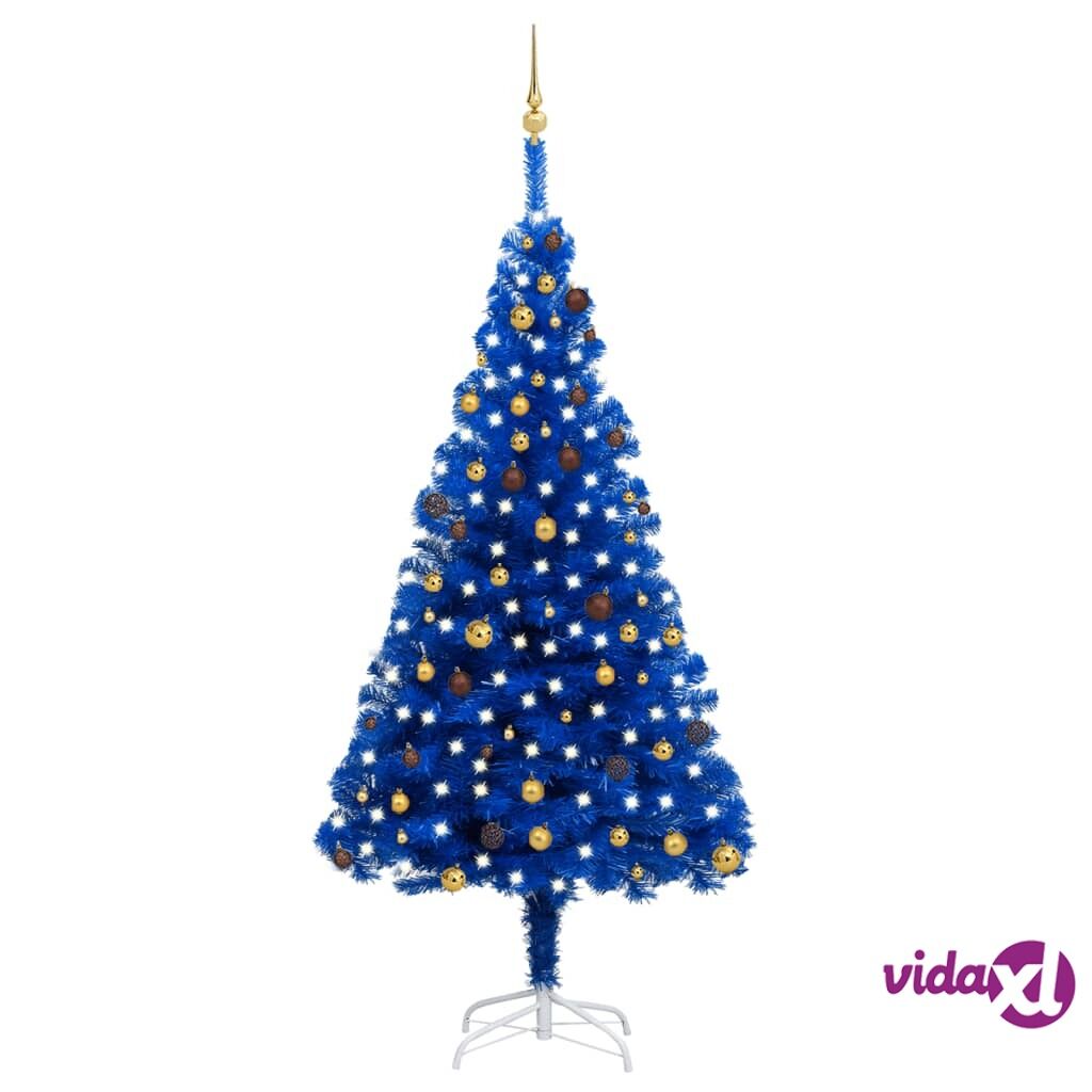 vidaXL Artificial Christmas Tree with LEDs&Ball Set Blue 240 cm PVC