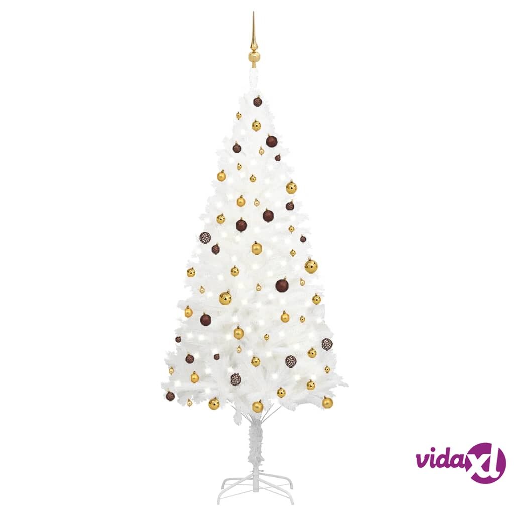 vidaXL Artificial Christmas Tree with LEDs&Ball Set White 240 cm