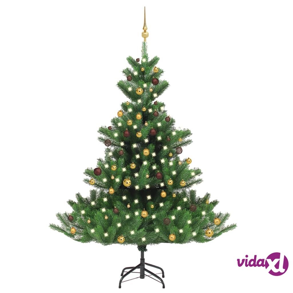 vidaXL Nordmann Fir Artificial Christmas Tree LED&Ball Set Green 210cm