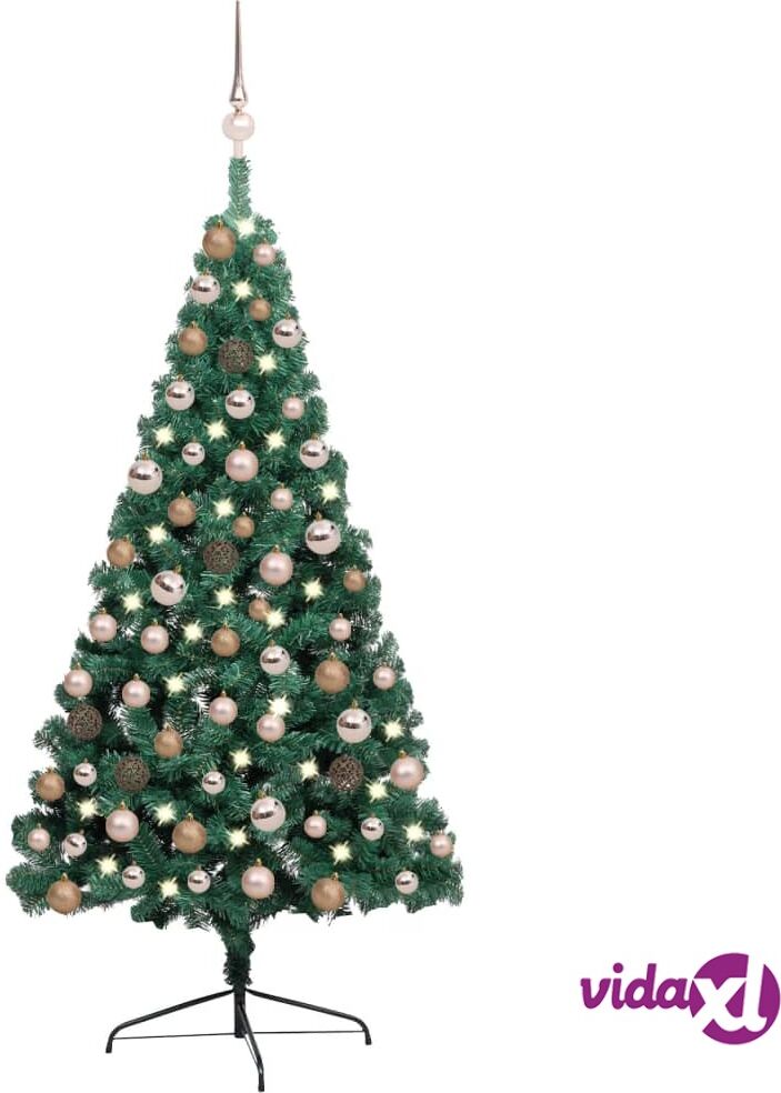 vidaXL Artificial Half Christmas Tree with LEDs&Ball Set Green 120 cm