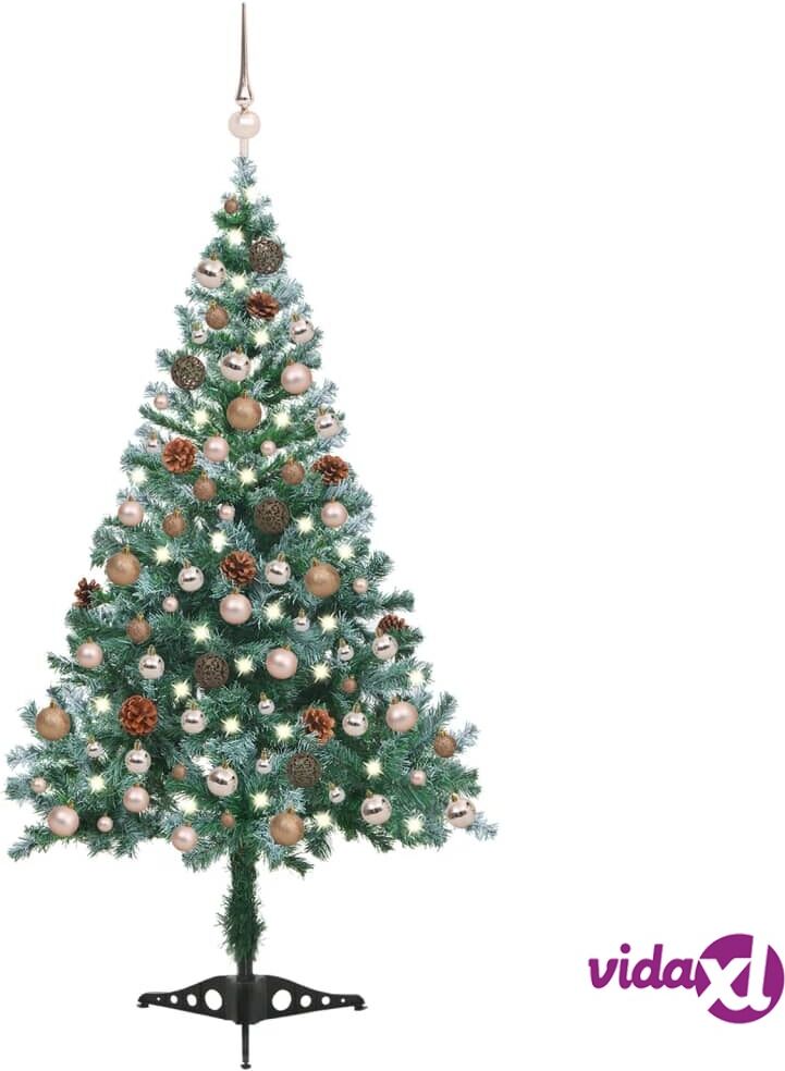 vidaXL Frosted Christmas Tree with LEDs&Ball Set Pinecones 150 cm