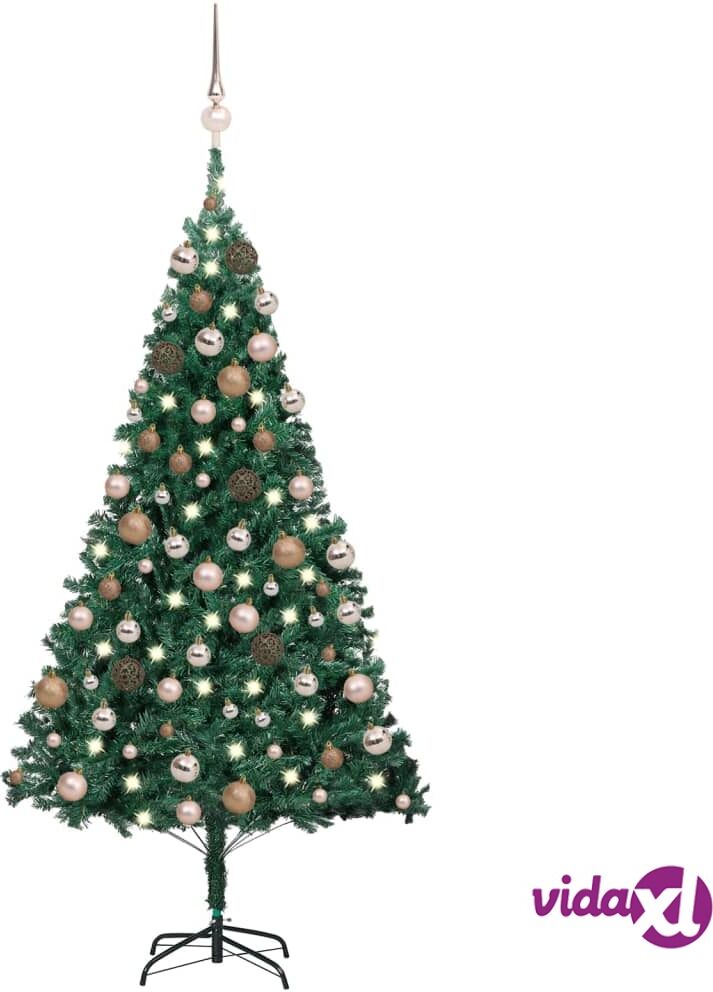 vidaXL Artificial Christmas Tree with LEDs&Ball Set Green 180 cm PVC