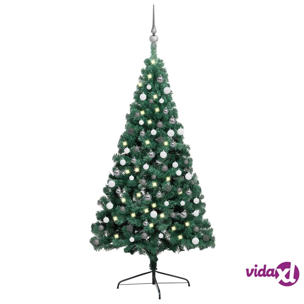 vidaXL Artificial Half Christmas Tree with LEDs&Ball Set Green 150 cm
