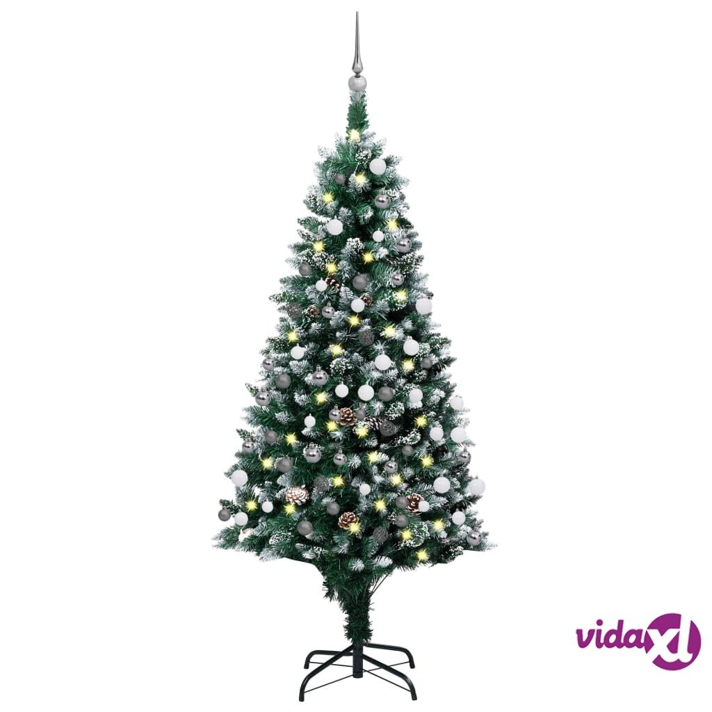 vidaXL Artificial Christmas Tree with LEDs&Ball Set&Pine Cones 150 cm