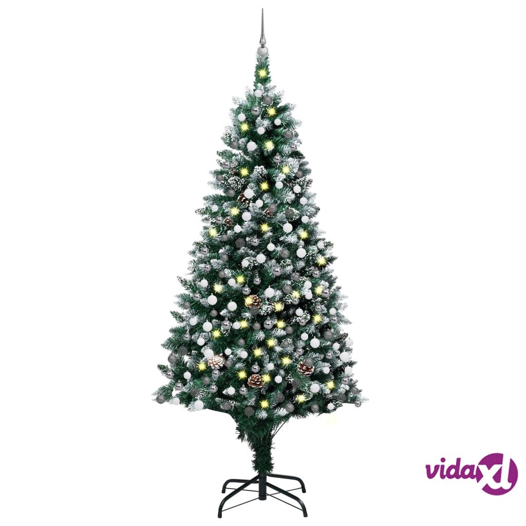 vidaXL Artificial Christmas Tree with LEDs&Ball Set&Pine Cones 240 cm