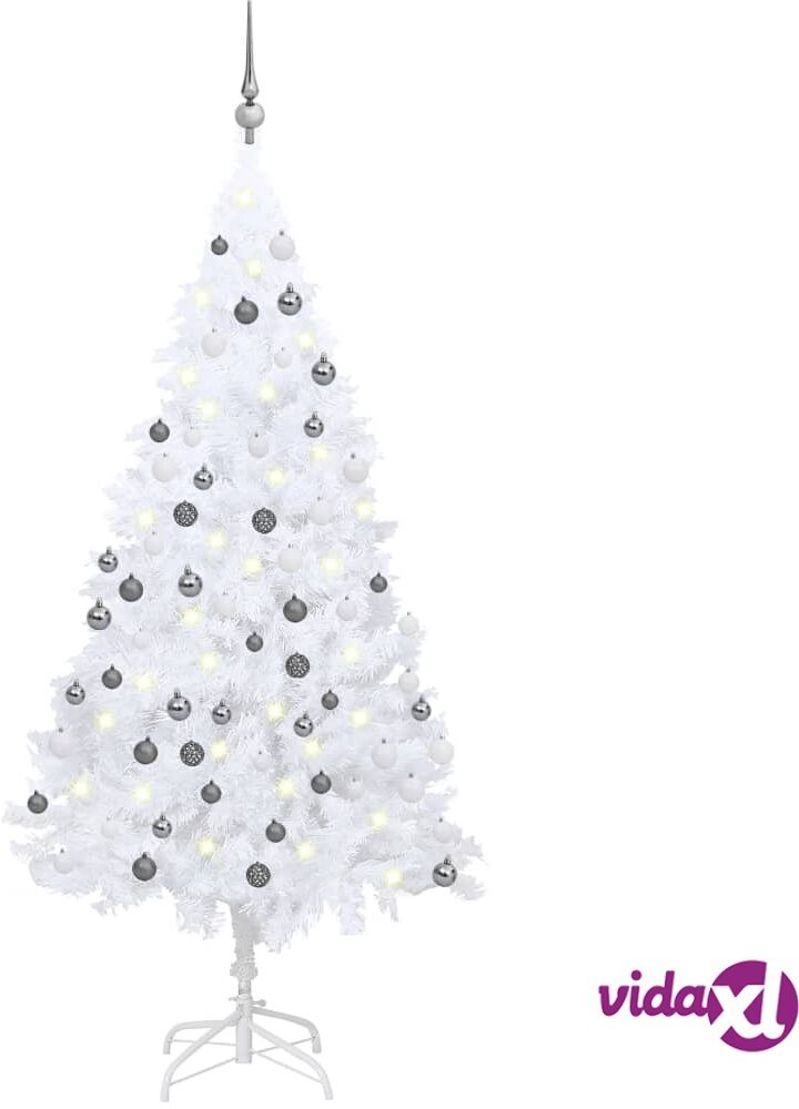 vidaXL Artificial Christmas Tree with LEDs&Ball Set White 150 cm PVC