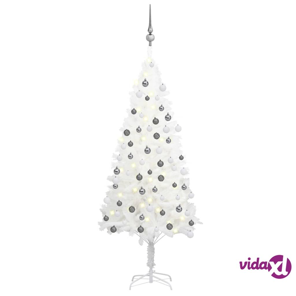 vidaXL Artificial Christmas Tree with LEDs&Ball Set White 120 cm