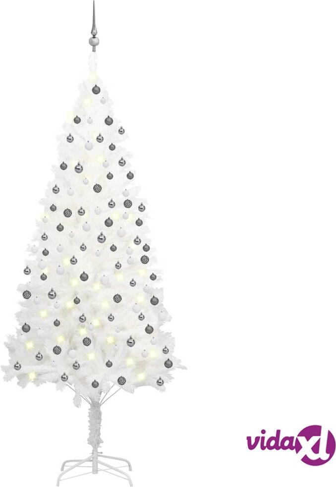 vidaXL Artificial Christmas Tree with LEDs&Ball Set White 210 cm