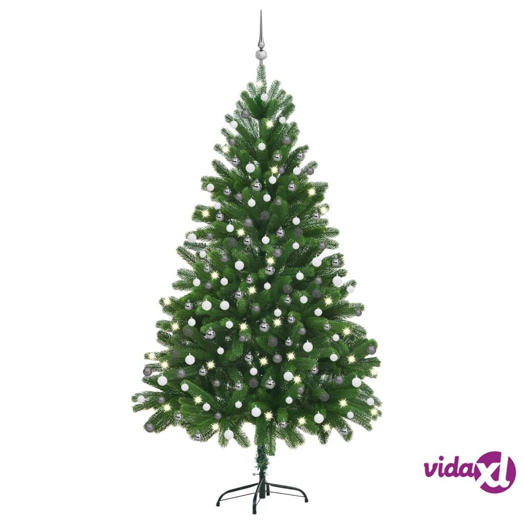 vidaXL Artificial Christmas Tree with LEDs&Ball Set 210 cm Green