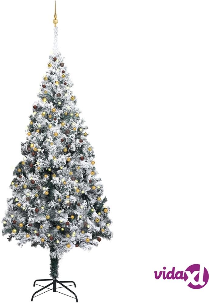 vidaXL Artificial Christmas Tree LEDs&Ball Set&Flocked Snow Green 400cm