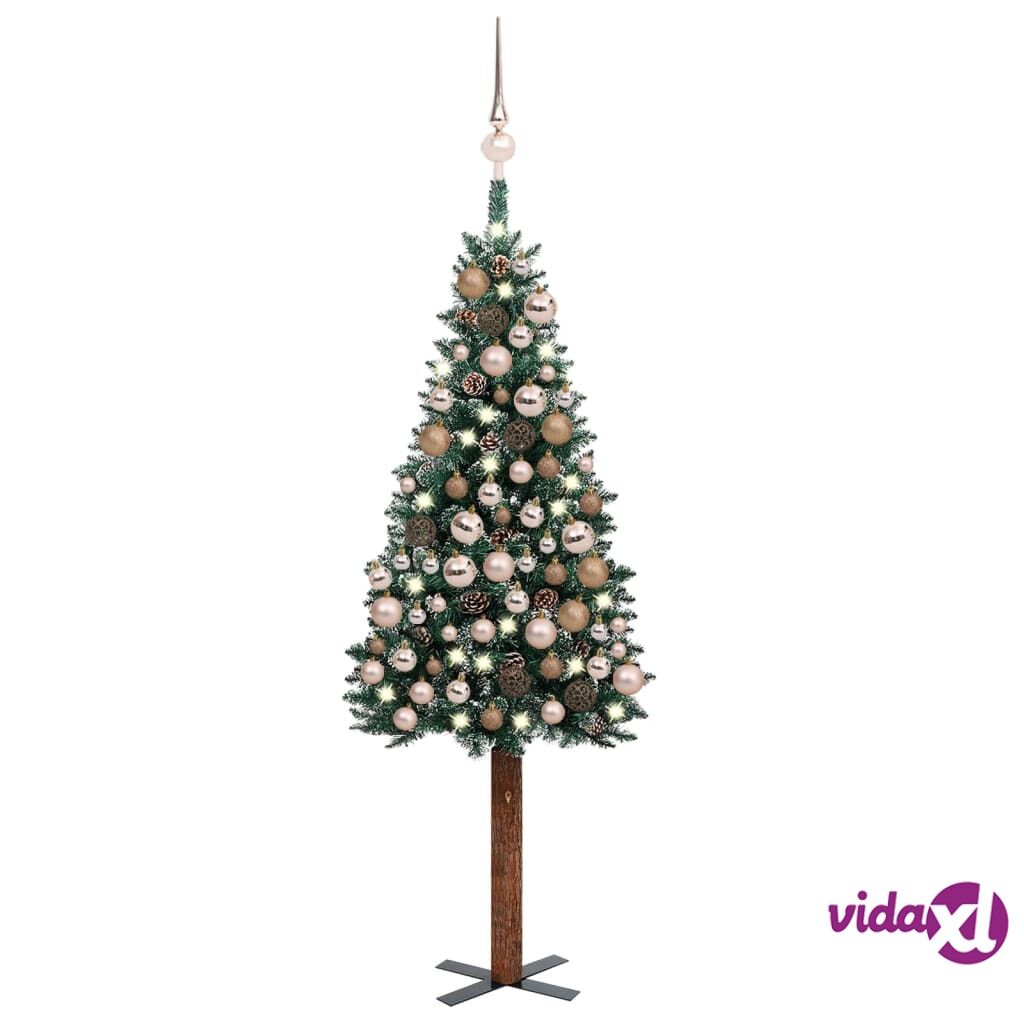 vidaXL Slim Christmas Tree with LEDs&Ball Set Green 150 cm