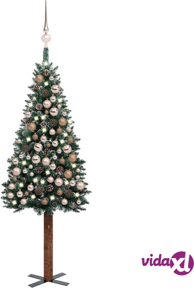 vidaXL Slim Christmas Tree with LEDs&Ball Set Green 180 cm