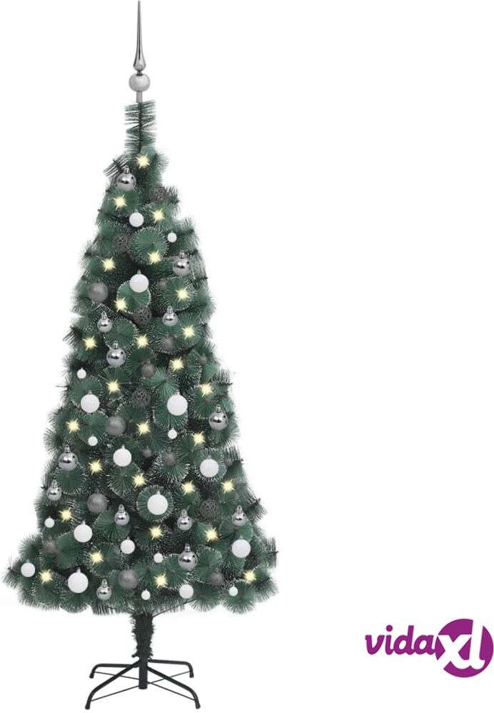 vidaXL Artificial Christmas Tree LEDs&Ball Set Green 150 cm PVC&PE