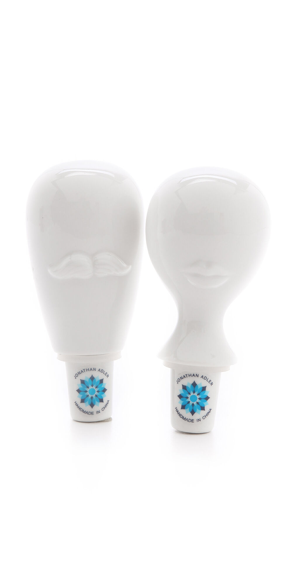 Jonathan Adler Mr. & Mrs. Muse Bottle Stoppers White One Size  White  size:One Size
