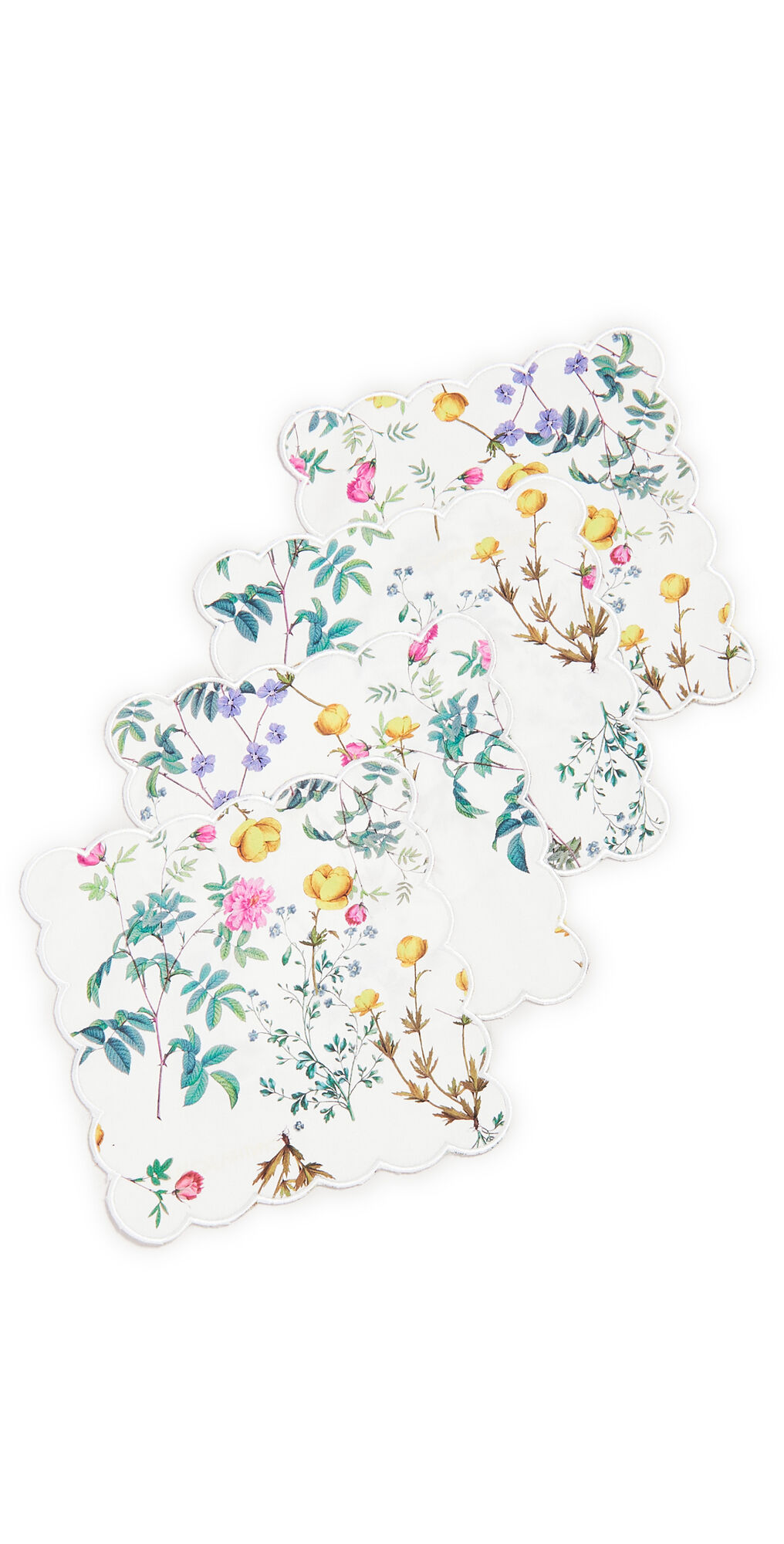 Cynthia Rowley Scallop Embroidered Edge Cocktail Napkins White Floral One Size    size: