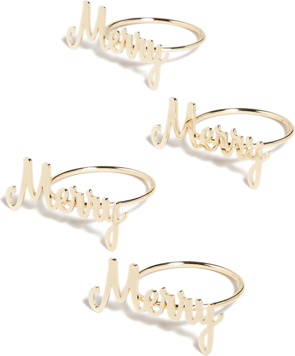 Gift Boutique Set of 4 Merry Napkin Rings Gold One Size    size: