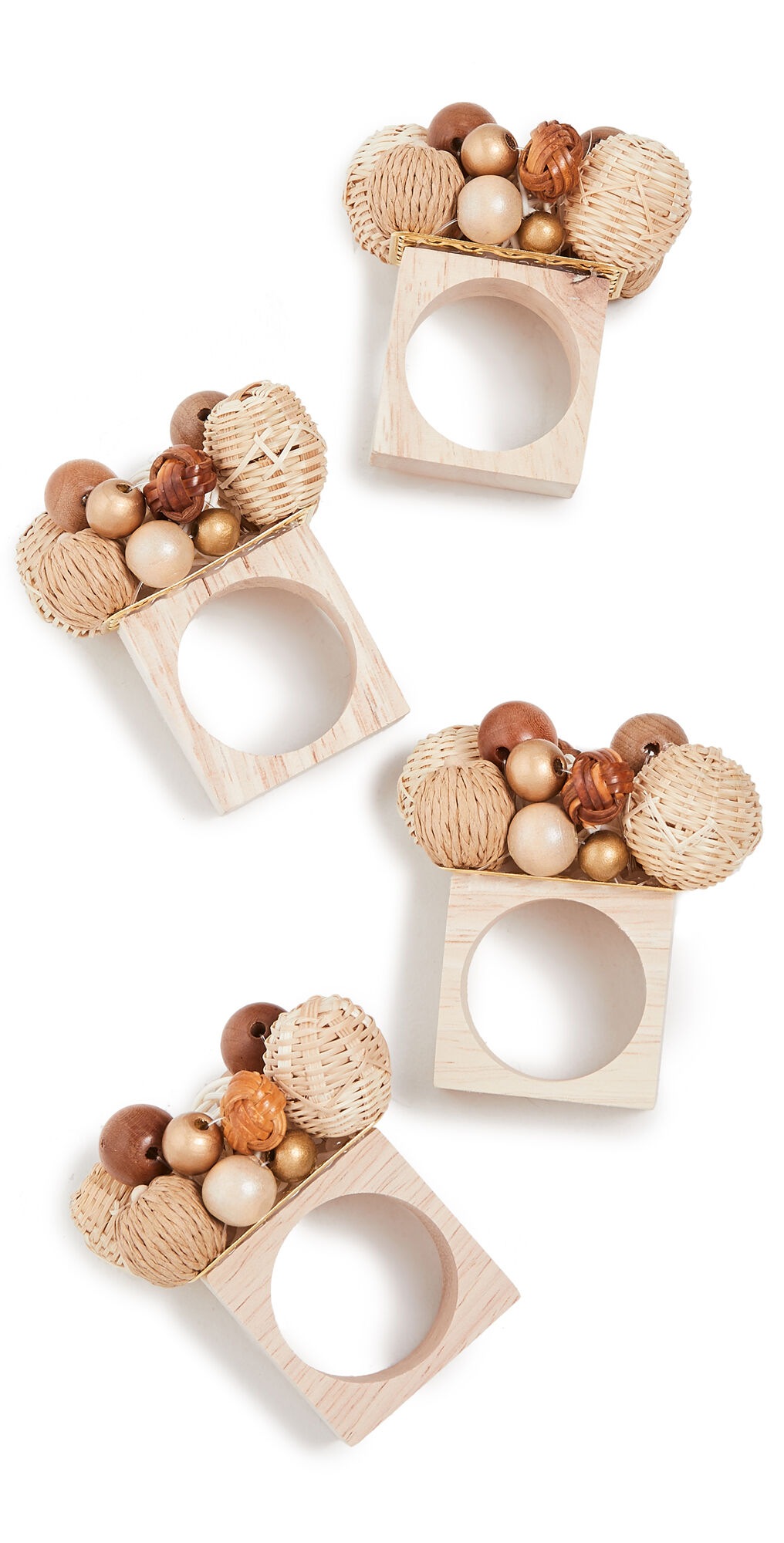 Kim Seybert Java Napkin Rings (Set of 4) Natural/Brown One Size    size:
