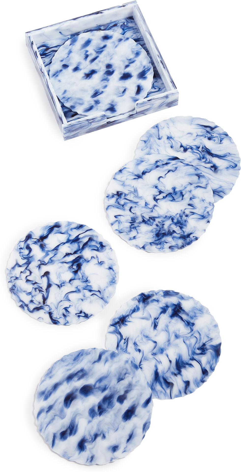 Kim Seybert Waves Coasters White/Navy One Size    size: