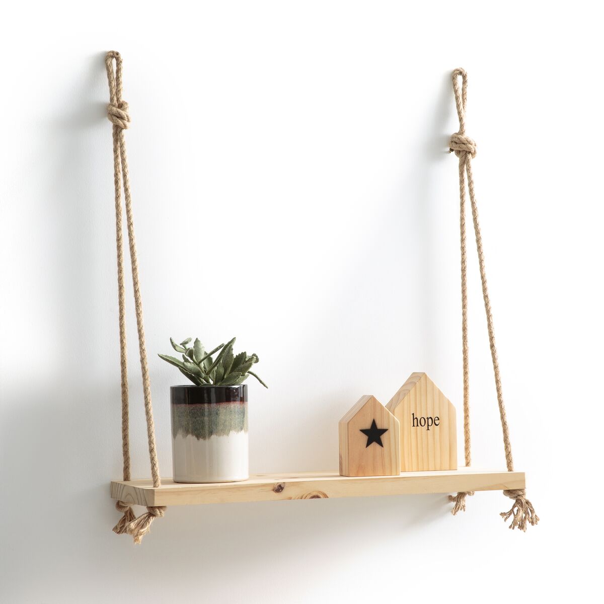 LA REDOUTE INTERIEURS Etagère murale en pin et sisal L60 cm, Maréo